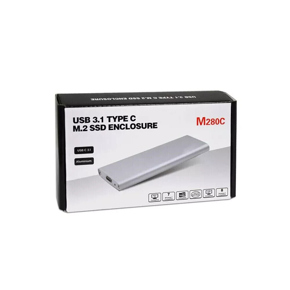 SuperSpeed USB 3.1 Type C USB-C External M.2 SSD Aluminum Enclosure - Silver
