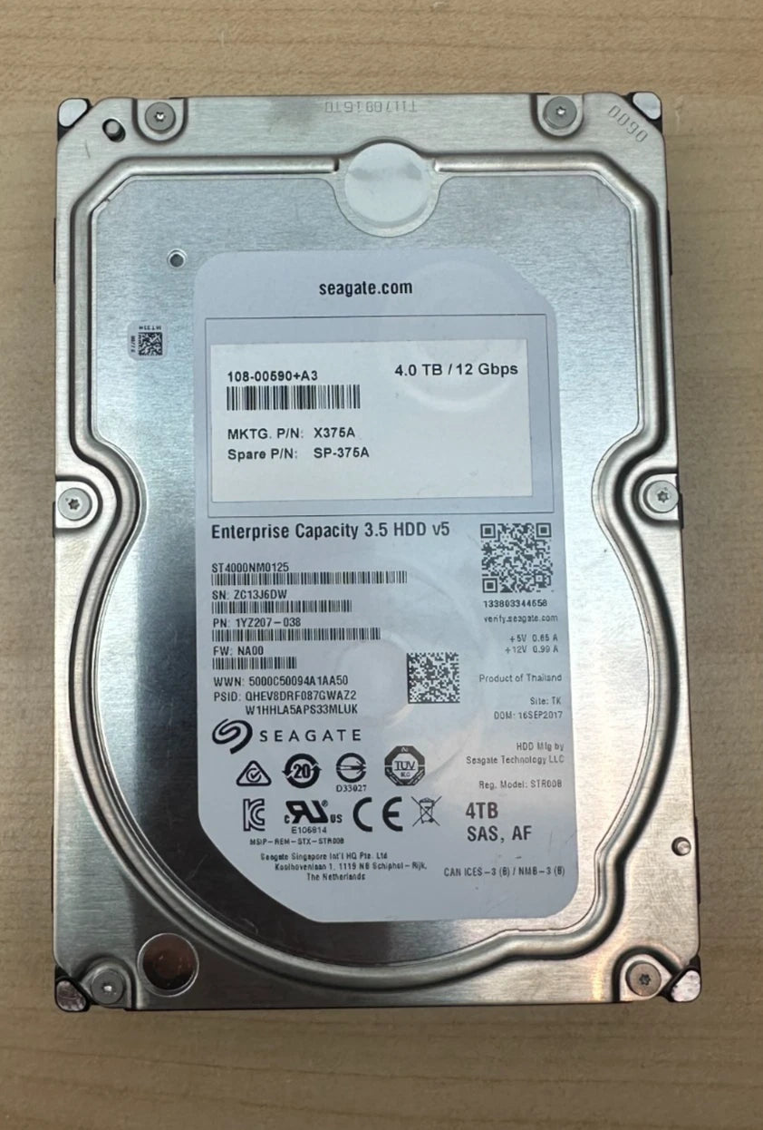 Seagate 4TB 7.2K SAS 12Gb/s 512e HDD ST4000NM0125 Enterprise Capacity 1YZ207-038