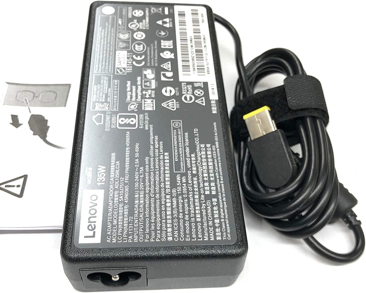 Genuine Lenovo 20V 6.75A = 135W AC Power Charger Adapter ADL135NLC3A FAST SHIP