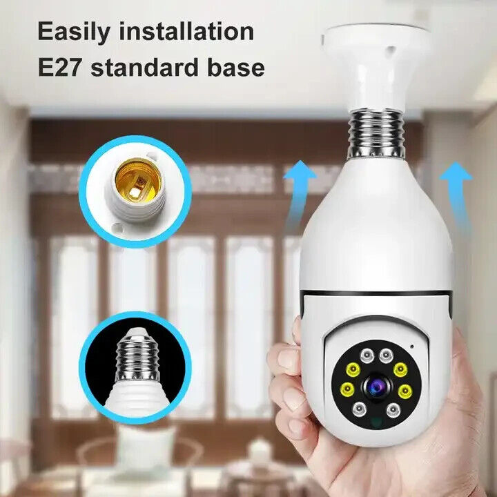 PTZ HD Camera Night Vision WIFI Bulb Motion Auto Tracking Two-way Audio Alarm