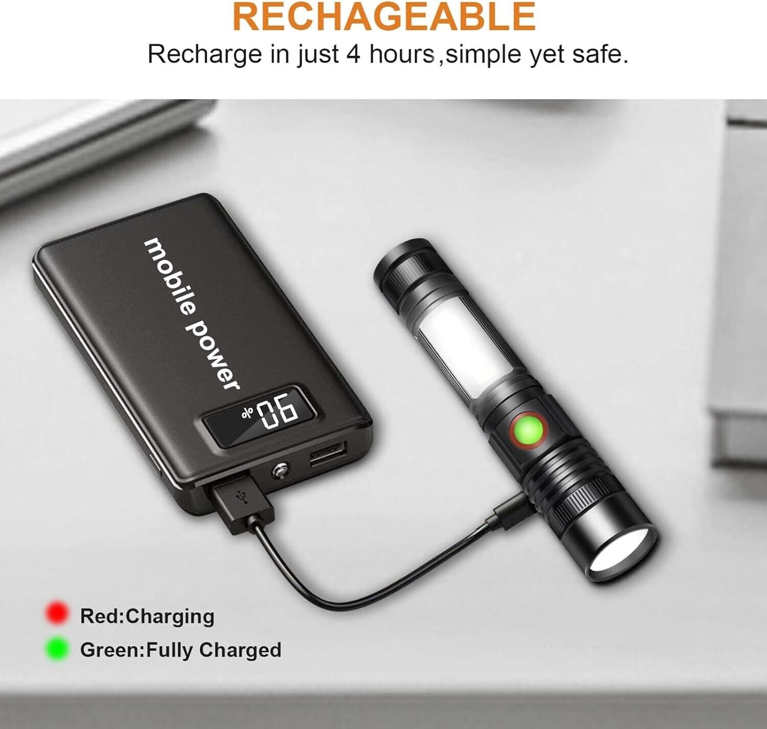 Flashlight Torch Led Rechargeable 2000 Lumen Mini Magnet Super Bright Tactical