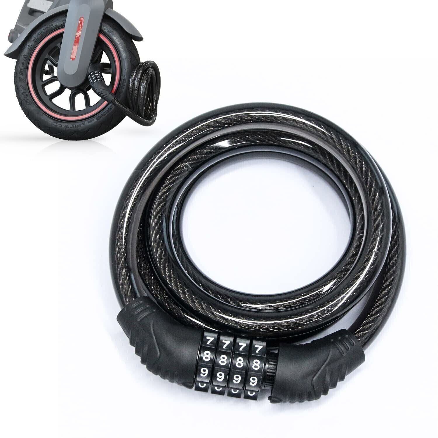 Portable 4-Digit Combination Lock Bicycle Scooter Cable Lock Anti-theft Security