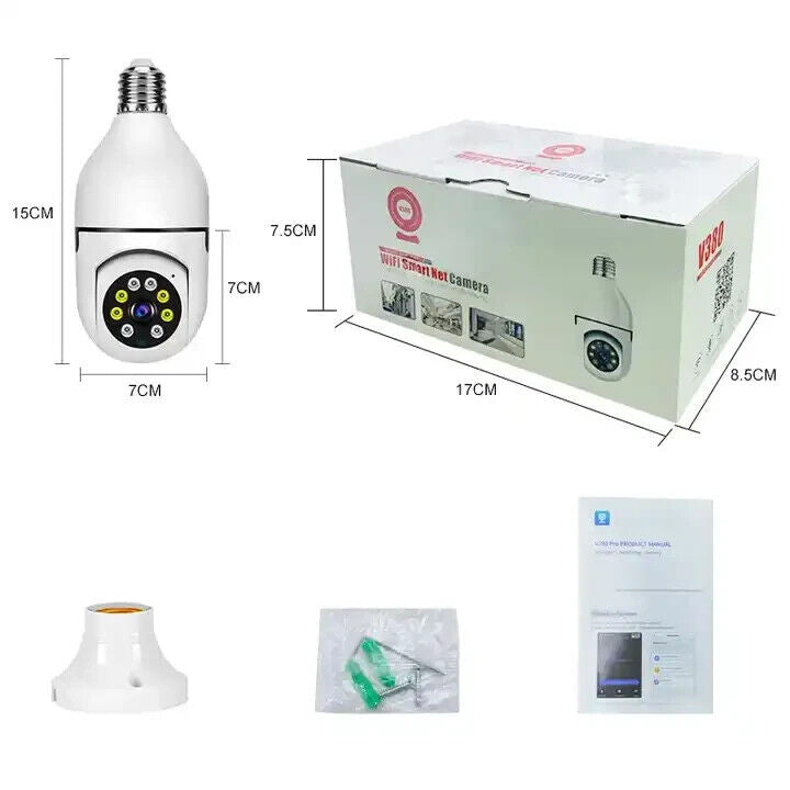 PTZ HD Camera Night Vision WIFI Bulb Motion Auto Tracking Two-way Audio Alarm