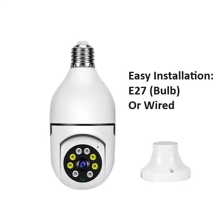 PTZ HD Camera Night Vision WIFI Bulb Motion Auto Tracking Two-way Audio Alarm