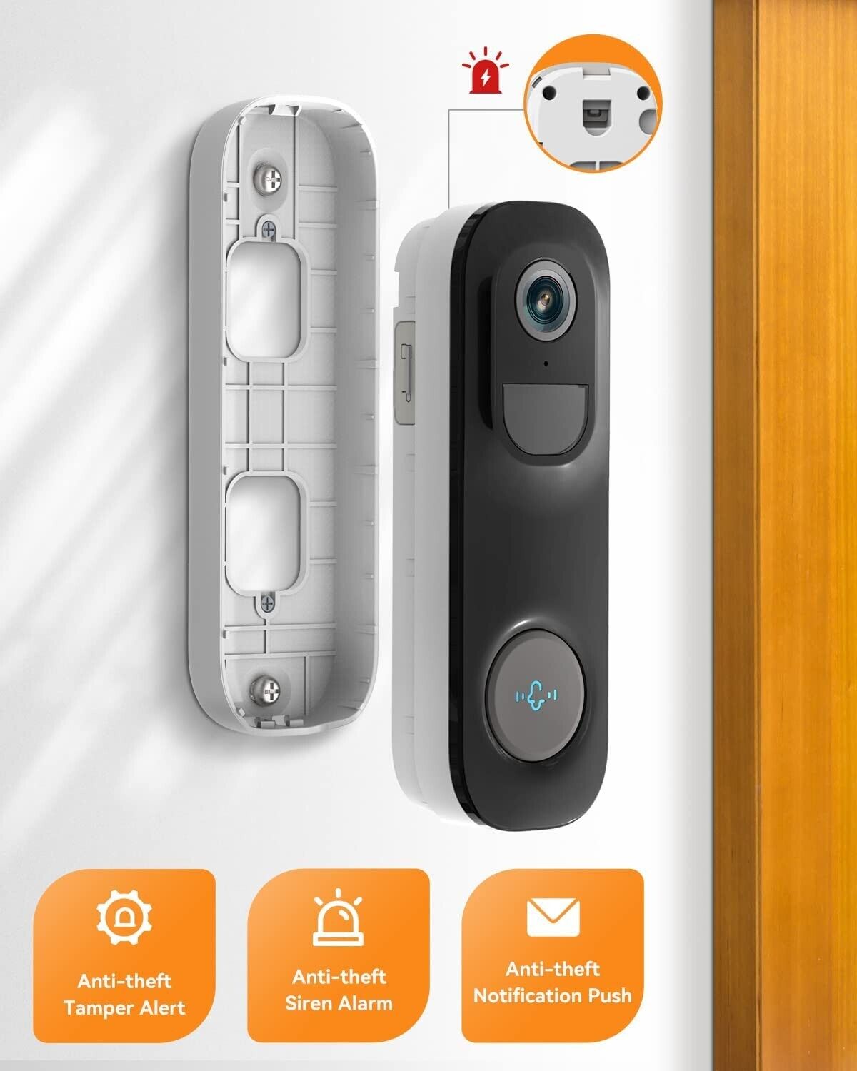 Doorbell Camera Wireless 2K Battery, Wire Video PIR Motion Detection 2-Way Talk