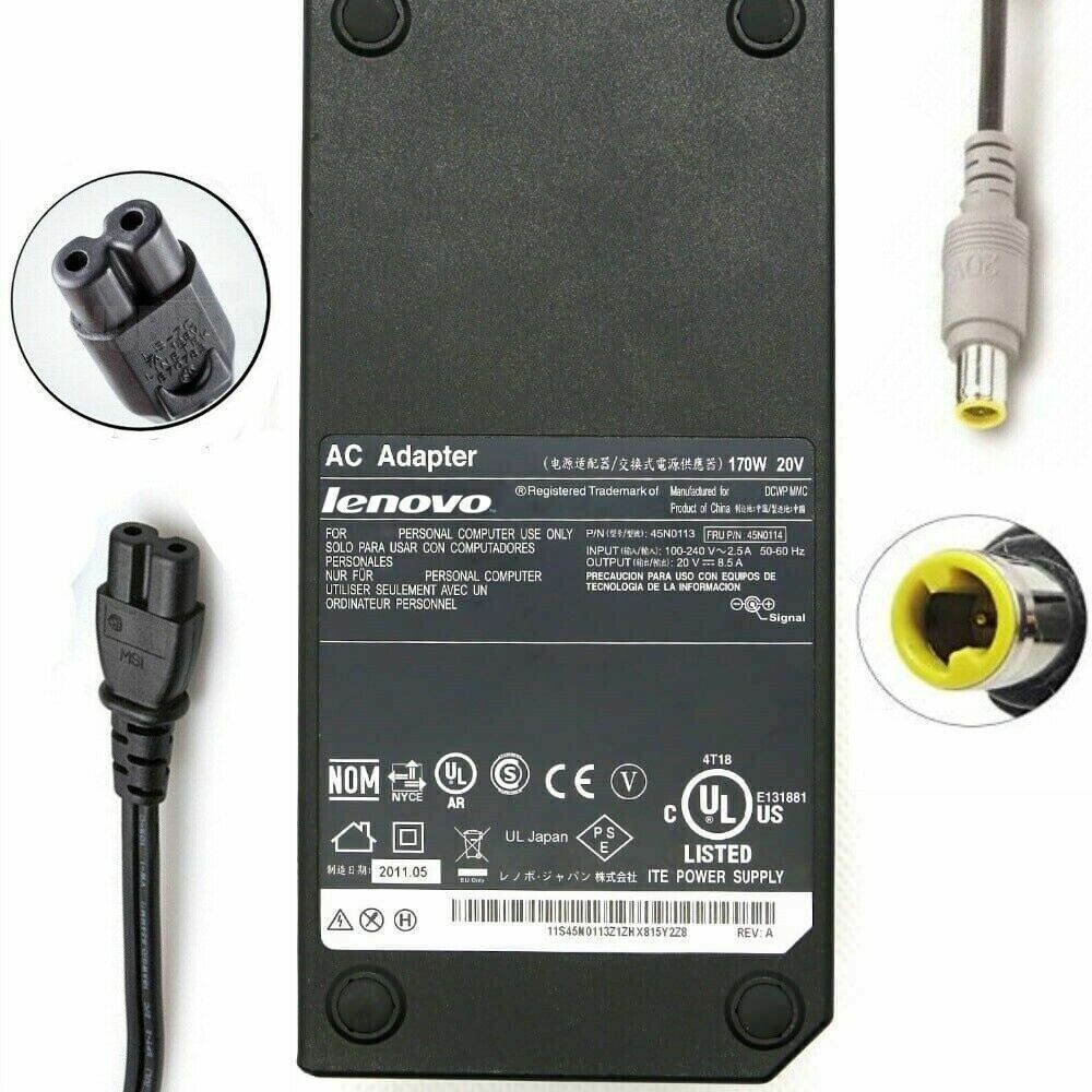 Genuine Lenovo ThinkPad W520 W530 W700 170W AC Adapter Charger PSU 45N0114