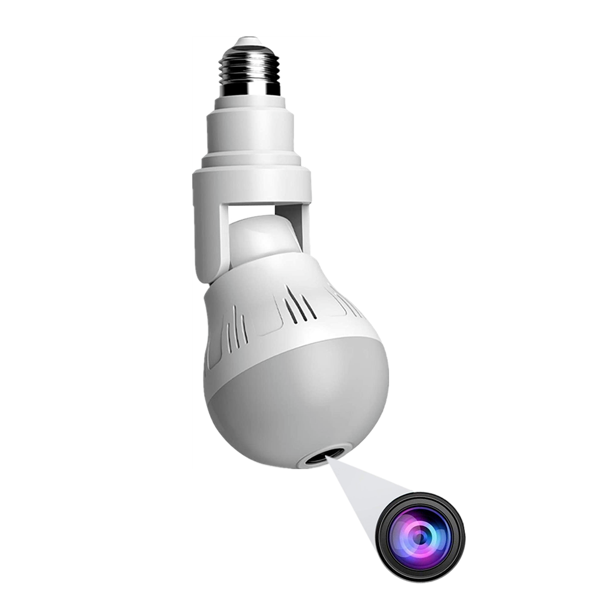 HD 1080P Light Bulb Camera Wi-Fi Security 360° Panoramic Cam Motion + 512GB SD