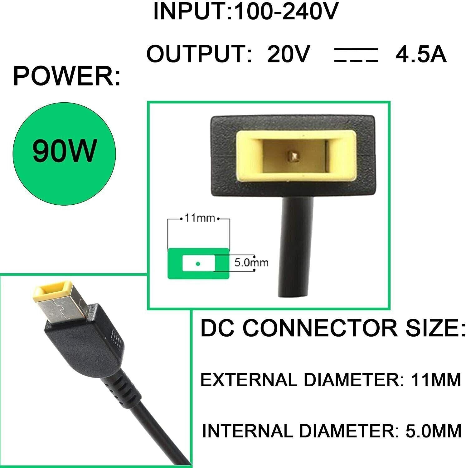 Genuine Lenovo 90W Power Supply Adapter X1 Carbon, X1 Yoga, X240, X250, X260