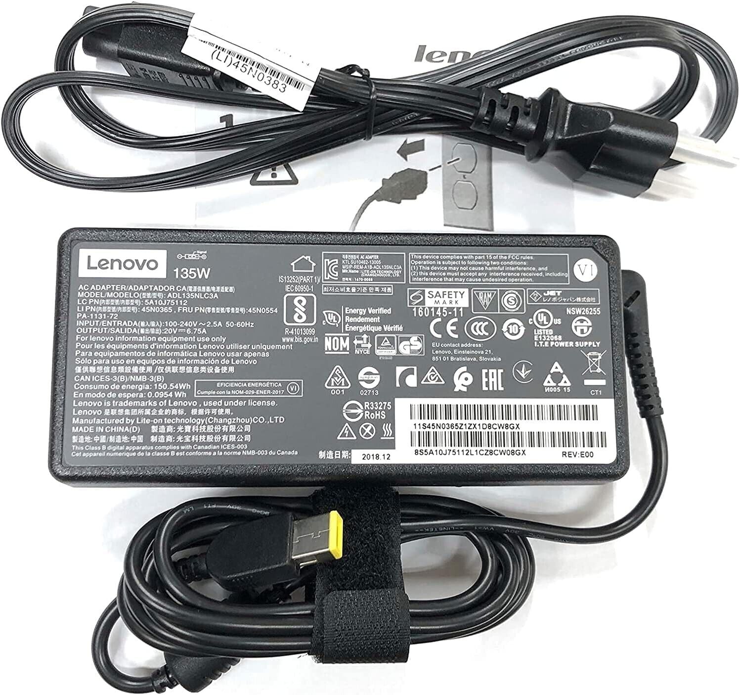 Genuine Lenovo 20V 6.75A = 135W AC Power Charger Adapter ADL135NLC3A FAST SHIP