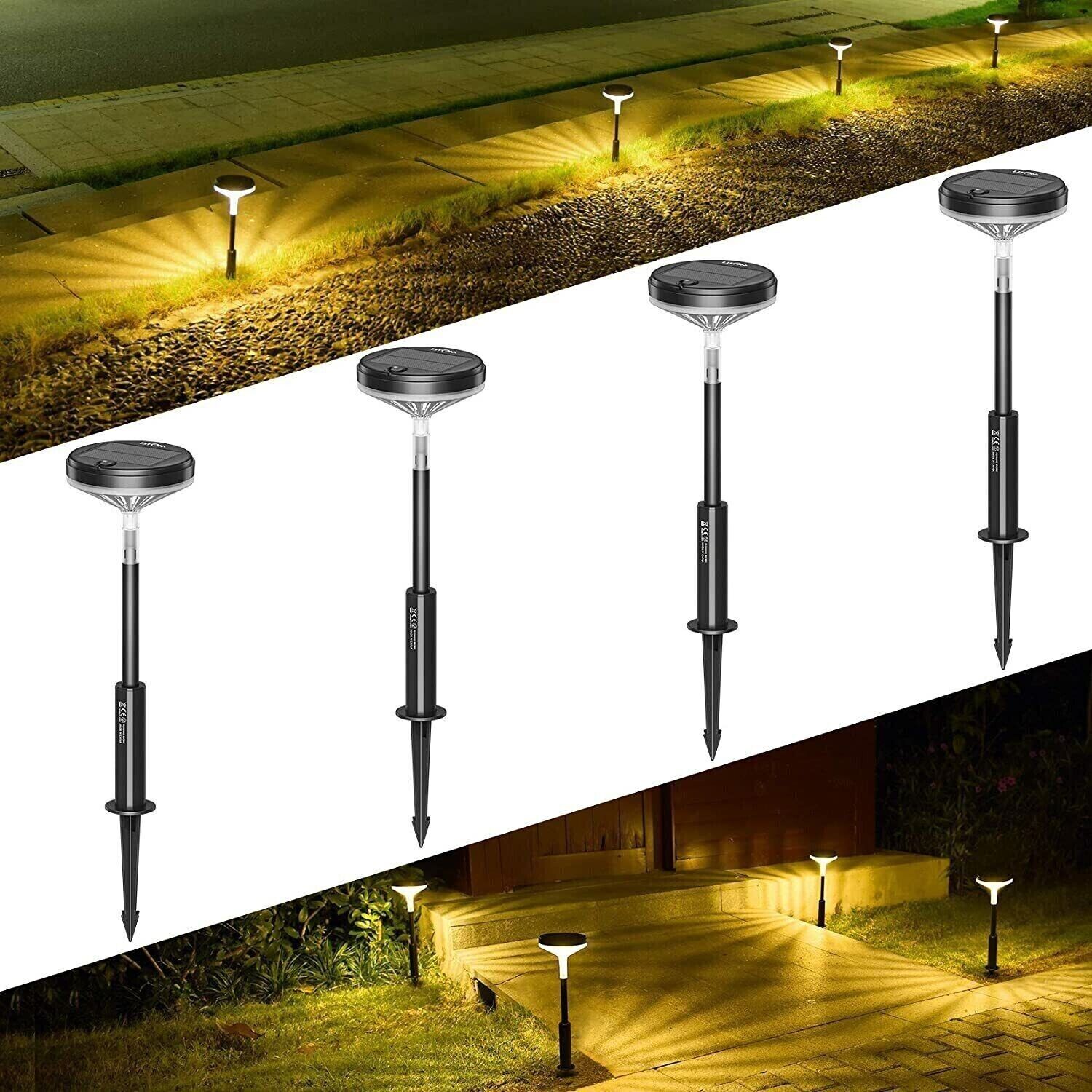 Litom LED Solar PATHWAY Lights Outdoor Garden Landscape Security Lamp - 4 PACK