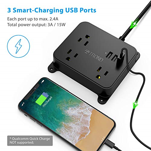 Power Strip with USB TROND Wall Mountable Outlet Extender with 3 USB Ports 3 ...