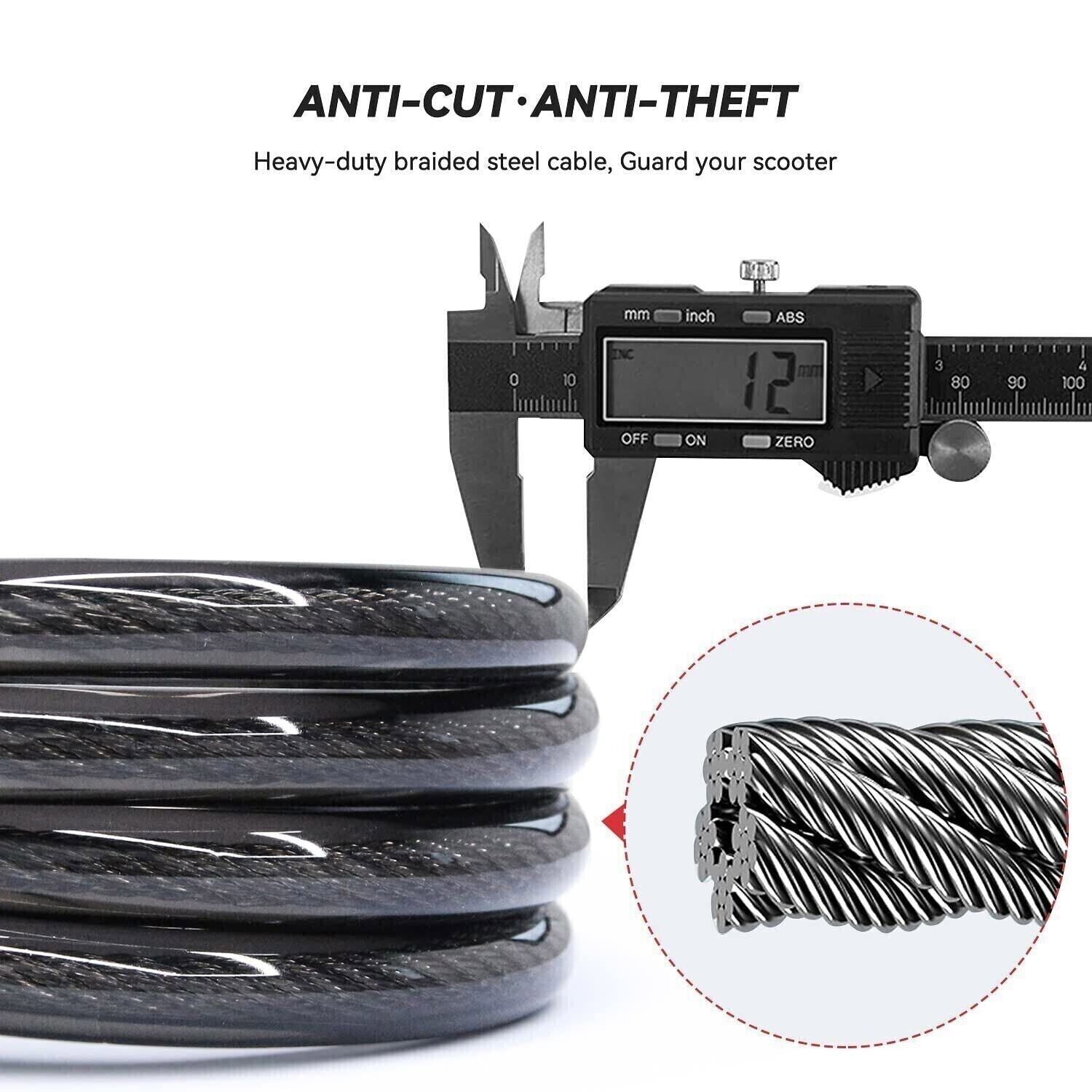 Portable 4-Digit Combination Lock Bicycle Scooter Cable Lock Anti-theft Security