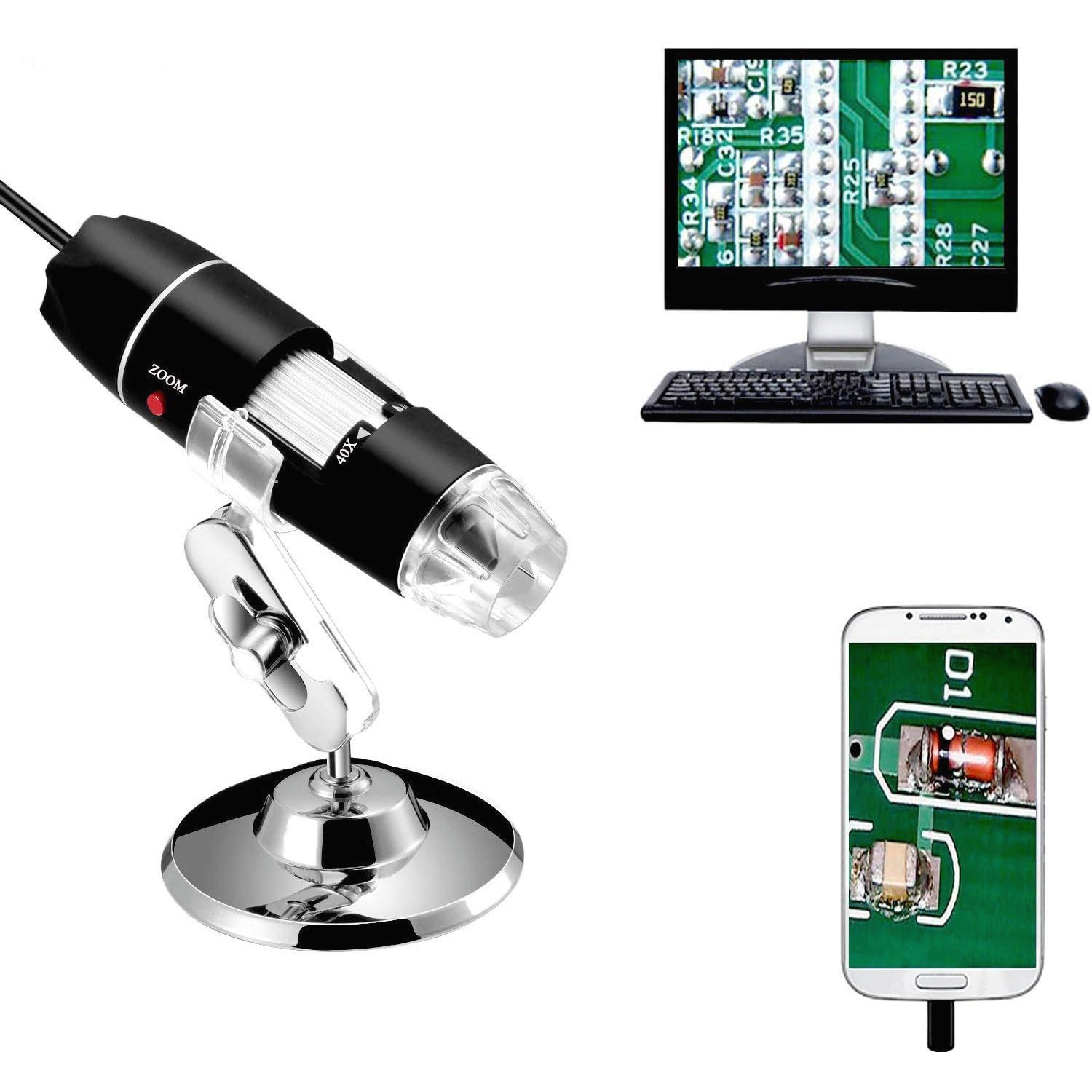 Jiusion 40 to 1000x Magnification Endoscope 8 LED USB 2 0 Digital Microscope