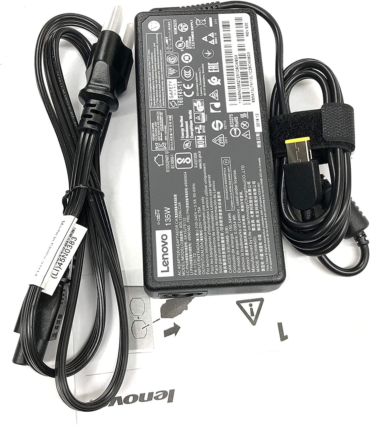 Genuine Lenovo 20V 6.75A = 135W AC Power Charger Adapter ADL135NLC3A FAST SHIP