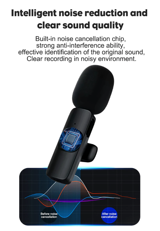 Lavalier Microphone Wireless Audio Video Recording Mini Mic For Android