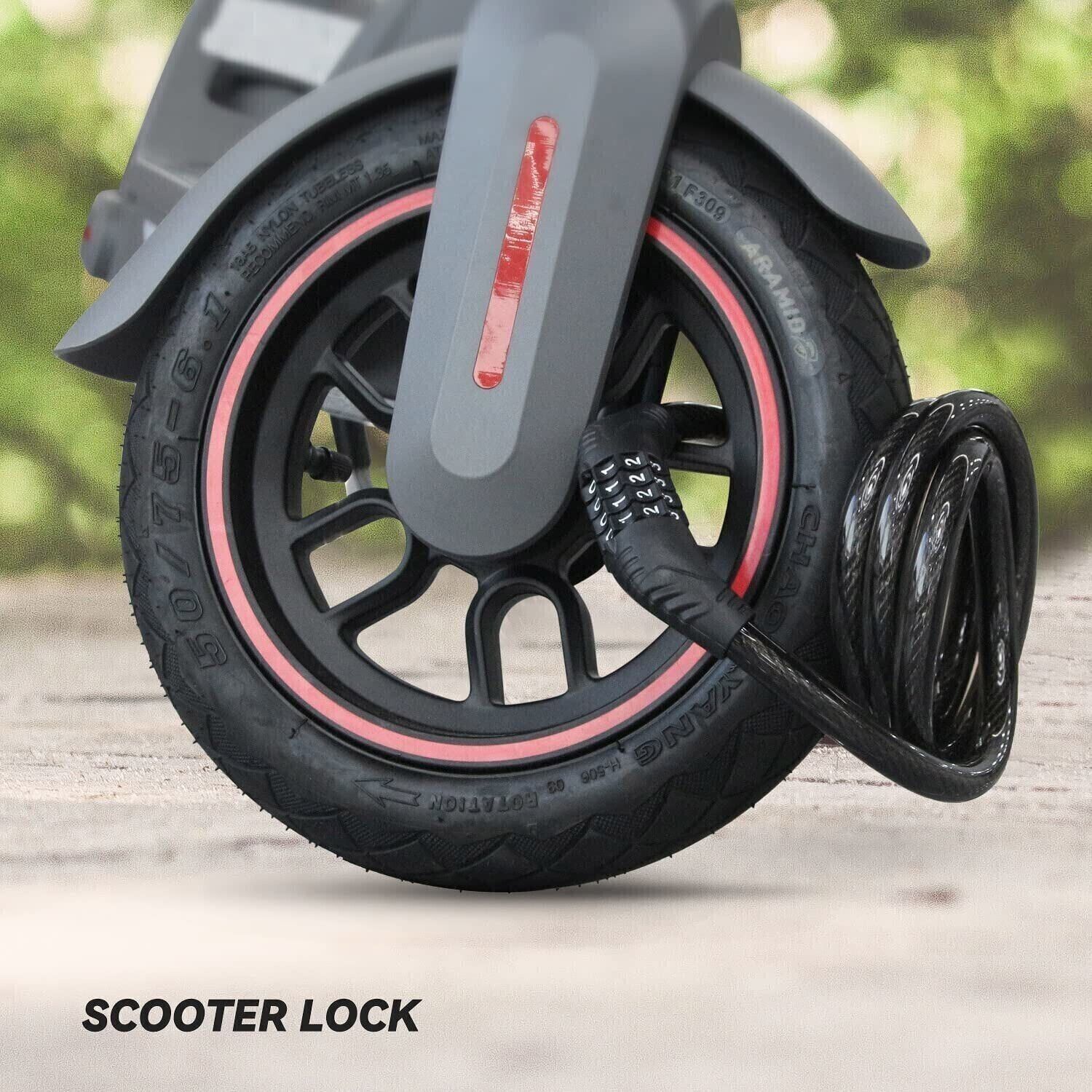 Portable 4-Digit Combination Lock Bicycle Scooter Cable Lock Anti-theft Security