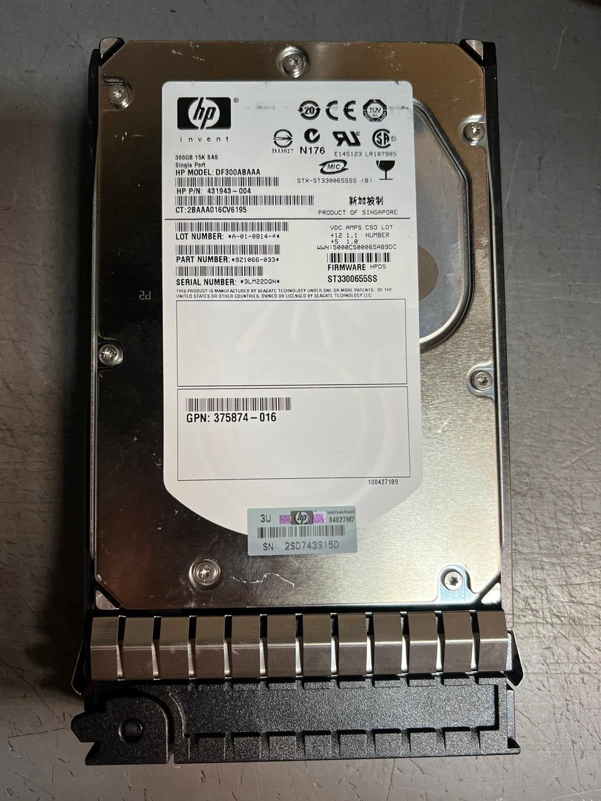 HP 432146-001 300GB 15K 3G 3.5 SAS HDD