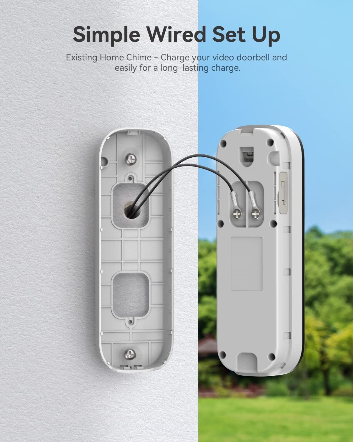 Doorbell Camera Wireless 2K Battery, Wire Video PIR Motion Detection 2-Way Talk