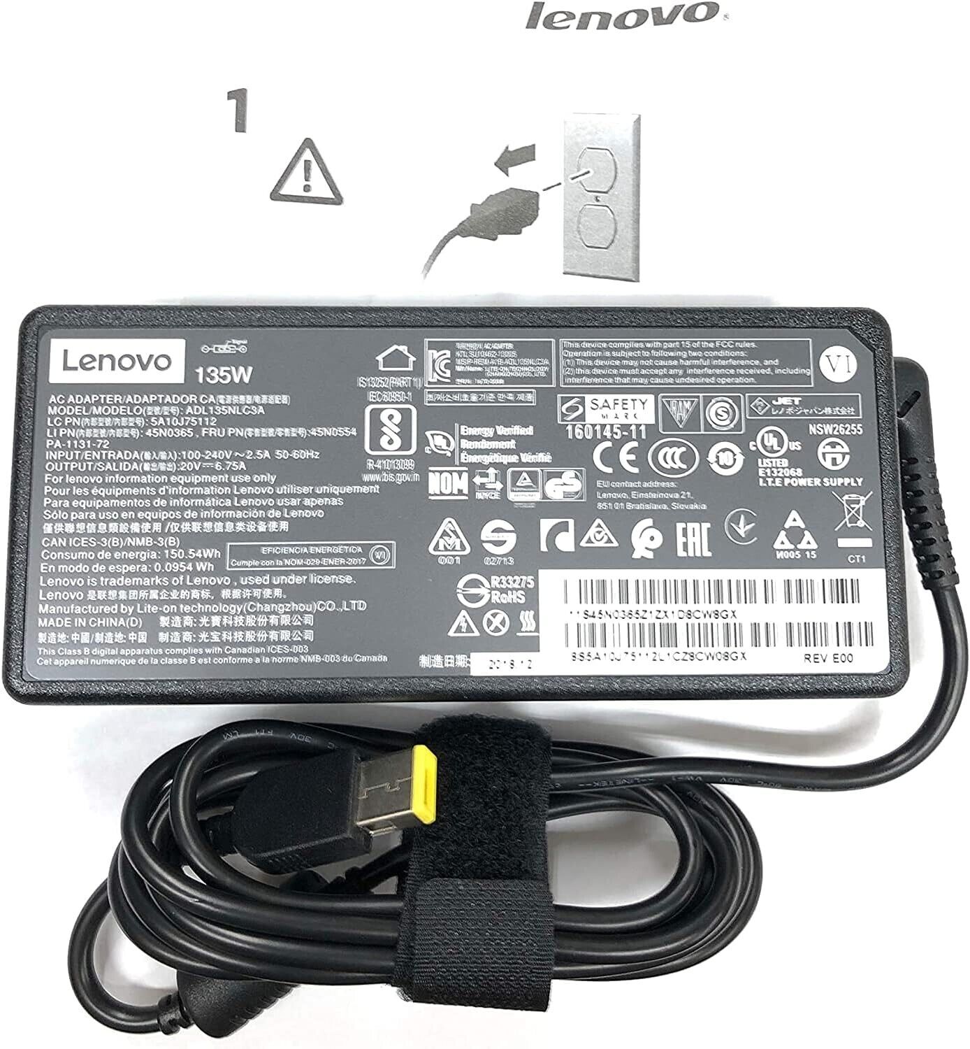 Genuine Lenovo 20V 6.75A = 135W AC Power Charger Adapter ADL135NLC3A FAST SHIP