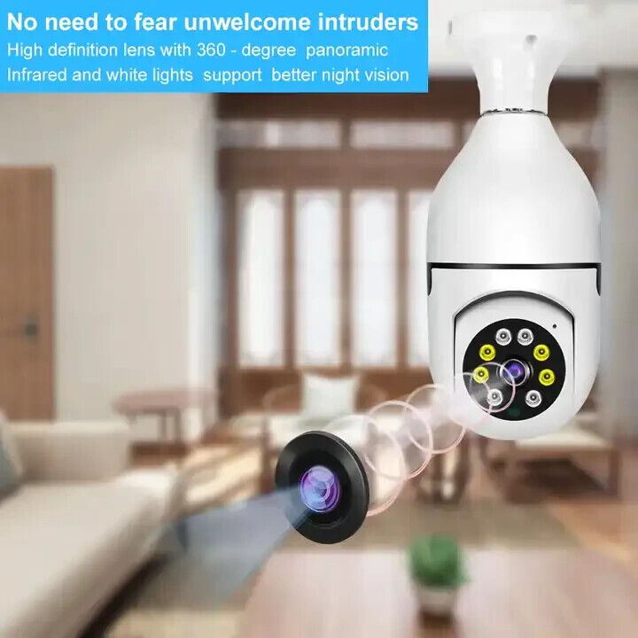 PTZ HD Camera Night Vision WIFI Bulb Motion Auto Tracking Two-way Audio Alarm