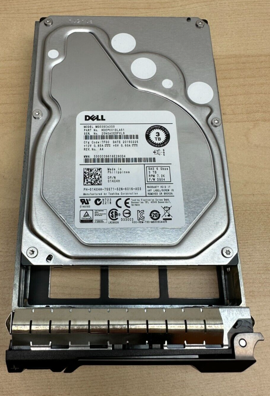 Dell ENTERPRISE 14X4H 014X4H 3TB 7.2K RPM 6Gb/s 3.5" SAS SERVER HDD Hard Drive