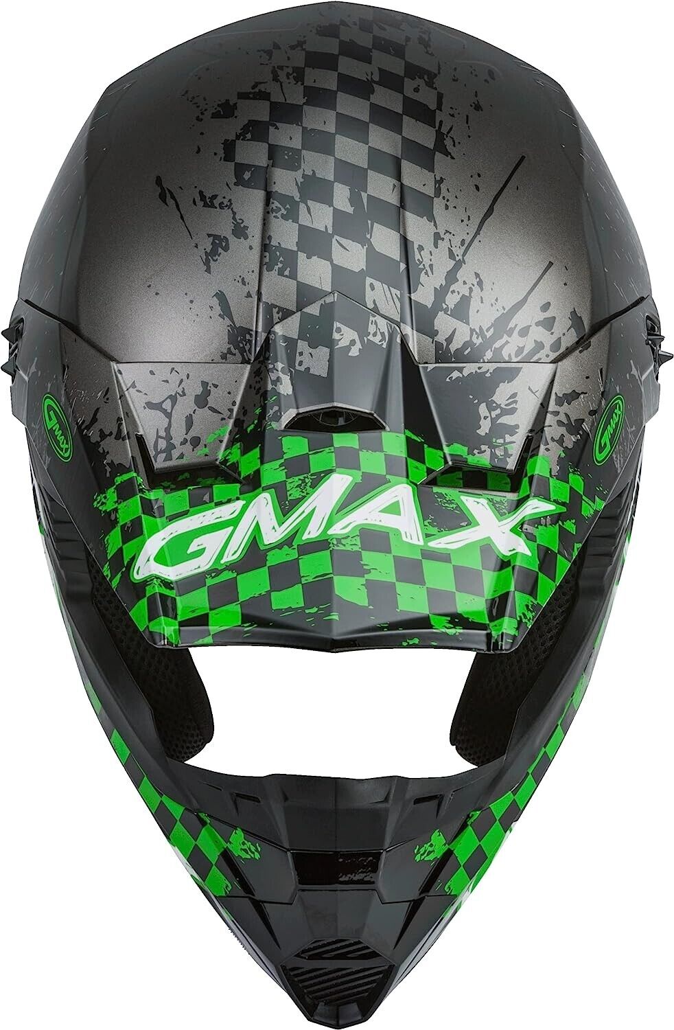 GMAX MX-46 Youth-Small Off-Road Motocross Helmet Dark Silver/Green DOT Certified